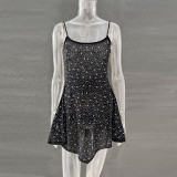 Hot Diamond Semi Transparent Suspender Short Dress
