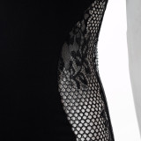 Lace Patchwork Suspender Wrapped Hip Dress