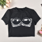 Round Neck Fashionable Print Sexy Spicy Girl Slim Fit T-shirt