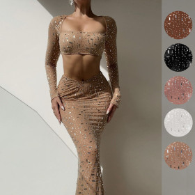 Hot Diamond Top Mermaid Half Skirt Dress Set