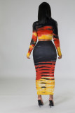 Pit Stripe Printed Wrap Hip Skirt Set of Two