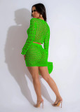 Two Piece Set of Casual Knitted Hollow Sequin Beach Skirt