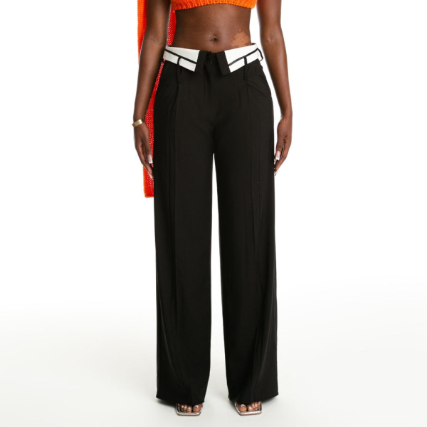 Suit Pants with Loose Collar and Straight Leg Wide Leg Pants