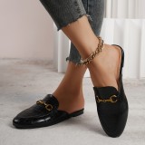 Flat Bottomed Lazy People's Single Shoes for Foreign Trade and Leisure One Legged Square Bean Shoes