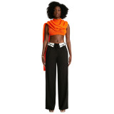 Suit Pants with Loose Collar and Straight Leg Wide Leg Pants