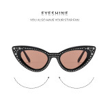 Cat Eye Diamond Studded Five Pointed Star Sunglasses