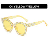 Large Frame Square Diamond Studded Starry Sunglasses