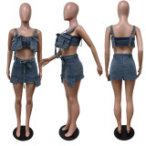 Cowboy Strapless Skirt Set with 3D Pocket Strap Skirt Cover