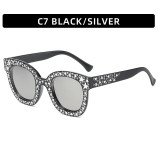 Large Frame Square Diamond Studded Starry Sunglasses