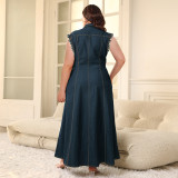 Large Size Women's Button Up Cardigan Denim Dress