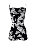 Lace Patchwork Printed Camisole Dress Two-piece Set