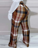 High Waisted Plaid Printed Casual Pants