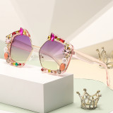 Half Frame Colored Diamond Sunglasses