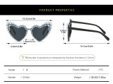 Large Frame Heart Studded Pearl Sunglasses
