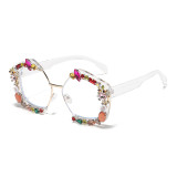 Half Frame Colored Diamond Sunglasses