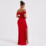 Tight and High Slit Strapless Backless Dress