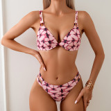 Printed Swimsuit Women's Bikini Pants Three Piece Set