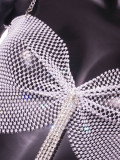Strapless Fishing Net Sparkling Diamond Tassel Suspender Top
