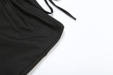 Single Shoulder Open Navel Tank Top High Waist Tight Strap Pants Sports Set
