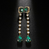 Droplet Pendant Earrings with a Minimalist Temperament and Rhinestones