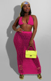 Knitted Hollow Out Beach Top Sexy Mesh Perspective Two-piece Set