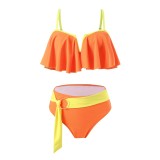 Color Blocking Swimsuit Dopamine Fly Edge Nylon Bikini