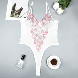 Exquisite Embroidered Small Flower Hanging Strap Fun Jumpsuit