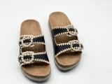 Double Buckle Pearl Buckle Slender Hemp Rope Thick Bottom Slippers