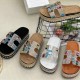 Diamond Faced Colorful Hemp Rope Thick Sole Slippers, Beach Cork Slippers