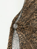 Leopard Print Neck Hanging Three Piece Mesh Swimsuit