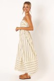 Striped Sleeveless Camisole Open Back Large Hem Casual Dress