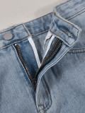 Denim Wash Pocket Split Tassel Skirt