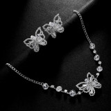 Butterfly Jewelry Set Water Diamond Necklace Earrings