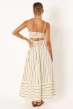 Striped Sleeveless Camisole Open Back Large Hem Casual Dress