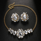 Water Diamond Ear Clip Clavicle Chain Jewelry set