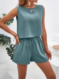 Loose Temperament Sleeveless Top and Shorts Two-piece Set