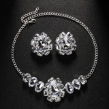 Water Diamond Ear Clip Clavicle Chain Jewelry set