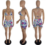 Colorful Printed Shorts Set, Two-piece Set