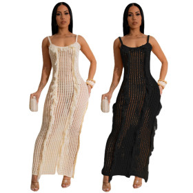 Fashionable Sun Protection Cover Up, Beach Long Dress, Knitted Dress