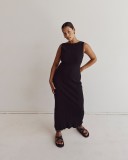 Sleeveless Knitted Casual Waist Wrapped Random Pit Striped Long Dress