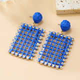 Grid Shaped Square Earrings in Bohemian Style