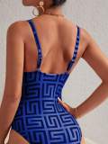 Beach with lace up printed backless design