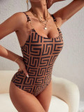 Beach with lace up printed backless design