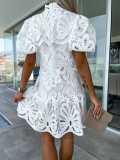 Hollow Out Water-soluble Lace Commuting Dress