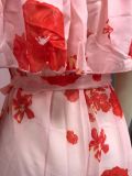 Wrapped Chest Print Gradient Color Large Hem Dress