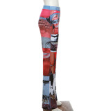 Printed Personalized Slim Fit Straight Leg Casual Pants