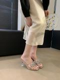 Crystal Heel Transparent Heel Rhinestone Bow Sandals