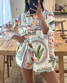 Casual Printed Shirt Two-piece Set