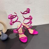 Fashionable Slim Heel Floral Sandals