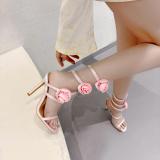 Fashionable Slim Heel Floral Sandals